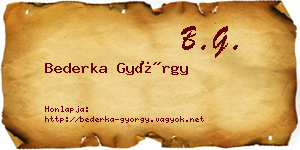 Bederka György névjegykártya